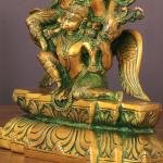 Brass Vishnu Lakshmi on Garuda | 12" x 9" x 5" (30.5 x 22.9 x 12.7 cm) | 5.5 kg Antique Patina Art | Divine Journey Sacred Murti